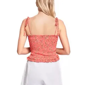 Lost + Wander Everyday‎ Adventure Smocked Top Women Coral Pink Size S thumbnail 2