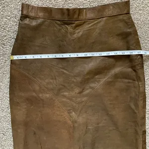 Brown Genuine Leather Midi Skirt High Waist Straight Size 9 Vintage thumbnail 5