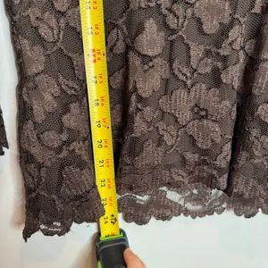 Vintage Y2K Chocolate Brown Lace Babydoll Blouse Large Romantic Whimsigoth Fairy thumbnail 5