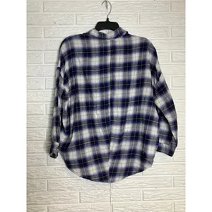 A Shirt Thing Diego plaid flannel‎ Popover top long sleeve women's size small thumbnail 7