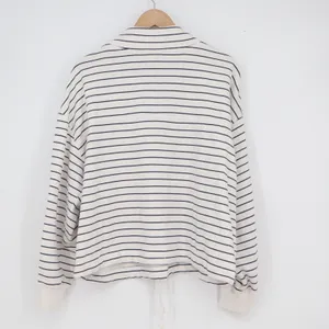 Old Navy Womens XL Striped Quarter Zip Pullover Sweatshirt White Navy Blue thumbnail 4