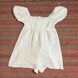La Hearts White Peasant Boho Romper / Dress thumbnail 1