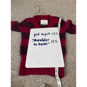 Y2K American Eagle Womens Pink Purple Striped V-Neck Chunky Knit‎ Sweater Small thumbnail 5