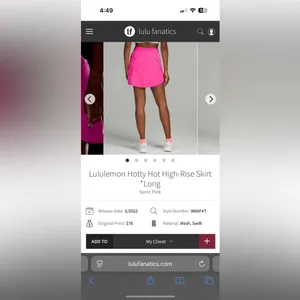 Lululemon Sonic Pink High-Rise Skirt thumbnail 2