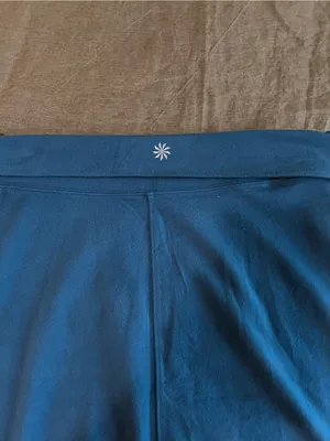 Athleta Anywhere A-Line Teal Fold Over Waist Pull On Travel Vacation Comfy Skirt thumbnail 10