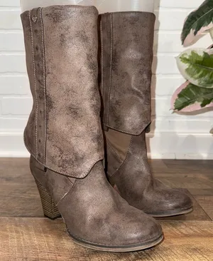 MIA Jeri Putty Taupe Brown Leather Spat Calf Height Boots thumbnail 1
