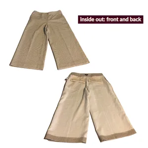 Loft Tan & Black Cropped Wide Leg Plaid Trousers (10) thumbnail 12