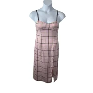 Urban Outfitters Cher Maxi Slip Dress M • Pink Plaid • Lace Straps • Y2K Grunge thumbnail 7