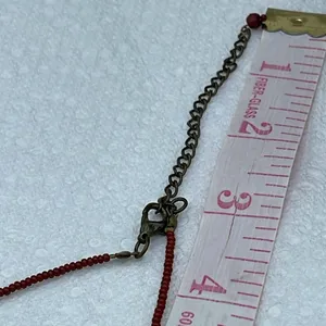 Boho festival red seed bead faux coral necklace. thumbnail 7