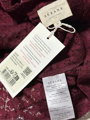SÉZANE Taori Long Sleeve Lace Blouse, Red, FR38/US6 thumbnail 9