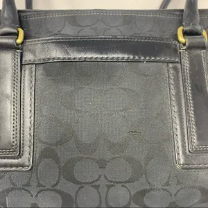 Coach Signature Hampton Black Monogram Canvas Leather Handbag thumbnail 12