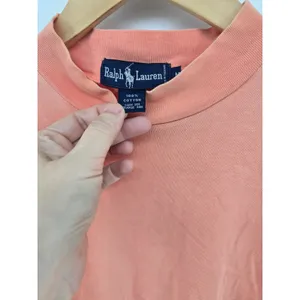 Ralph Lauren T-Shirt Womens M Coral Mock Neck Short Sleeve‎ Cotton Vintage Tee thumbnail 3