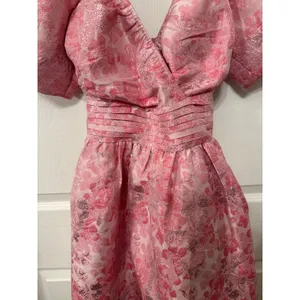 NWOT Meet Me in Santorini Cheers to Us Light Pink Floral Jacquard Mini Dress, XS thumbnail 6