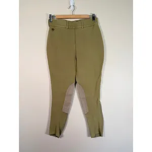 Ariat Sport Equestrian Breeches Olive Green Tan Knee Patch Riding Pants 32R thumbnail 3