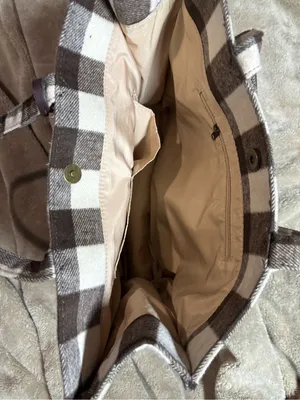 Brown Cream Buffalo Plaid Check Tote Bag Tassel Shoulder Handbag thumbnail 4