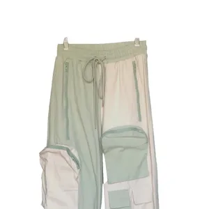 Hot & Delicious Colorblock Cargo Jogger Pants Mint Green Cream Multi Pocket SM thumbnail 3