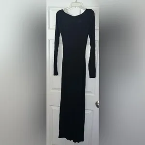 Skims Soft Lounge Long Sleeve Dress in Onyx Size Small thumbnail 9