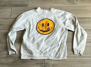 Tongue out smiley face pullover sweatshirt thumbnail 1