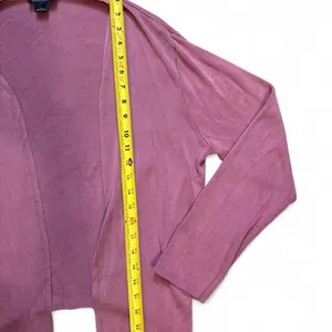 Ann Taylor 100% Silk Open Front Cardigan Sweater Mauve Pink XL thumbnail 4