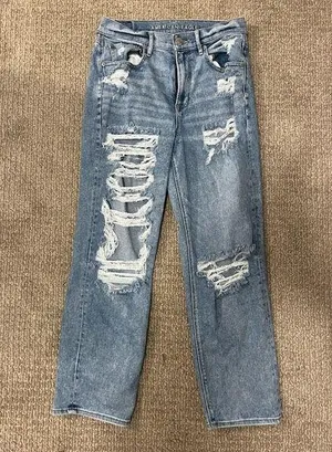 American Eagle High Rise Stretch Ripped Jeans thumbnail 1