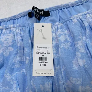 NWT Francesca’s Pastel Blue Floral Peplum Top thumbnail 3
