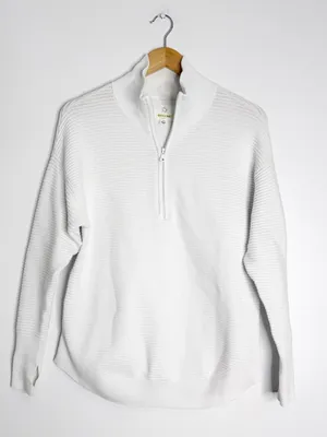 OFFLINE by Aerie Ribbed Quarter Zip Pullover White Size Small thumbnail 1