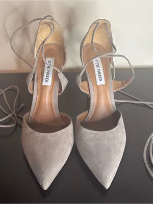 Steve Madden Raela Suede Lace-Up Pointed Toe Heels in Taupe thumbnail 2