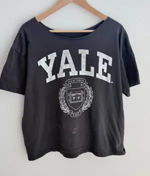 Hennes & Mauritz Yale Off the Shoulder Tee Distressed College Shirt Grunge thumbnail 1