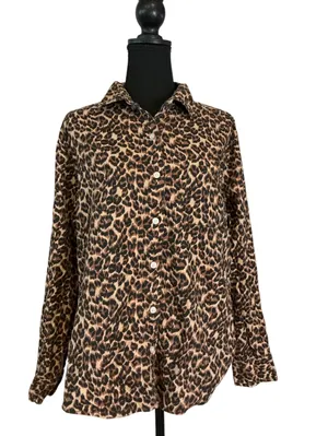 Aerie Leopard Print Button-Up Shirt Size Small thumbnail 1