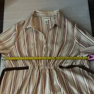 Motherhood Maternity Striped Button Up Tie Belt Elastic Waist Top L Multicolor thumbnail 7