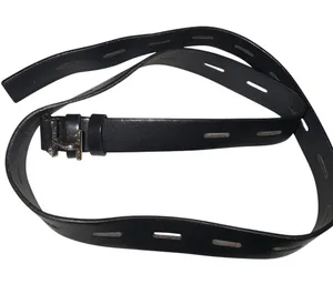 Black genuine leather with unique silver buckle thumbnail 1