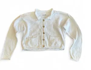 Erik Stewart White Cotton Button-Up Cropped Cardigan 2/Small thumbnail 1