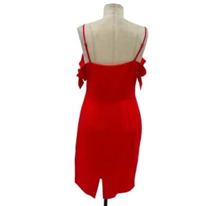 Abercrombie and Fitch Dress Sheath Tie Off the Shoulder Linen‎ Blend Red Size 4 thumbnail 11