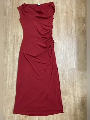 Abercrombie & Fitch Wine Knot-Shoulder Midi Dress thumbnail 2