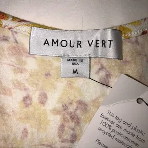 Wedding Guest Dress Size M Organic Cotton Amour Vert Yellow Floral Midi Cottage thumbnail 3