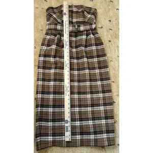 Anthropologie Strapless Belted Midi Dress Size 4 Plaid Fall Academia Preppy thumbnail 9