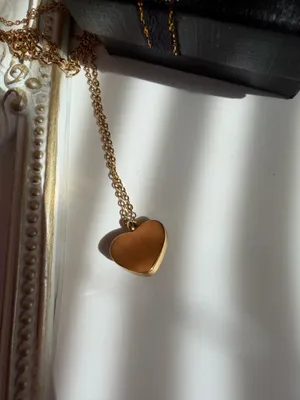 Gold necklace with red heart charm non tarnish thumbnail 5