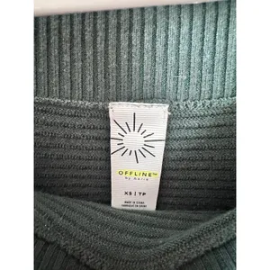 Aerie Offline Green Knit Scoop Neck Women's Long Sleeve Top thumbnail 4