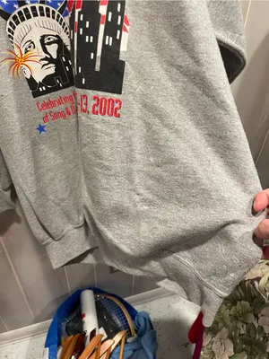 Gym gray Y2K distressed sweatshirt NY theater Vaud-Villities music nostalgia thumbnail 3