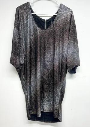 Zara Basic Evening Womens Silver/Brown Metallic Oversized Mini Dress‎ Size M thumbnail 1