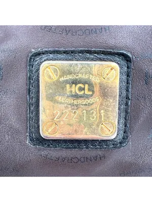 HCL Vintage 80s 90s Brown Leather Monogram Handbag Luxury Classic thumbnail 2