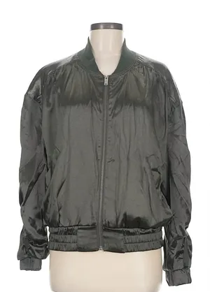 FP Movement by Free People Dark Gray Viscose Bomber Jacket with Sleeve detail thumbnail 1