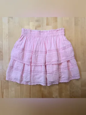 Day + Moon Pink Tiered Lace Mini Skirt thumbnail 2