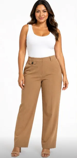 Zara Tan High-Waist Wide-Leg Trousers thumbnail 1