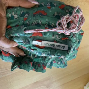 Roller Rabbit Women Cotton Pajama Pants L Green Christmas Elephant Sleigh Pocket thumbnail 8