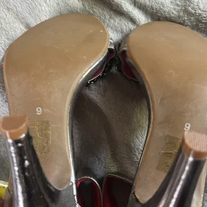 Vintage by Jeffrey Campbell Pewter/Red Ankle Strap 3” Heels Sz 9 thumbnail 9