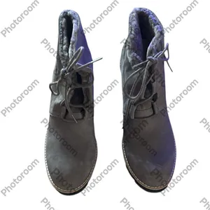 Eileen Fisher Alpine Ankle Bootie Lace Graphite Shearling Leather Size 8.5, NWOT thumbnail 4