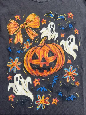 Comfort Colors Pepper Halloween Pumpkin & Ghost Graphic Tee with Orange Accents thumbnail 4