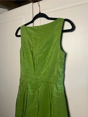 Vintage Y2K J.Crew 100% Silk Chartreuse Green Dress thumbnail 9