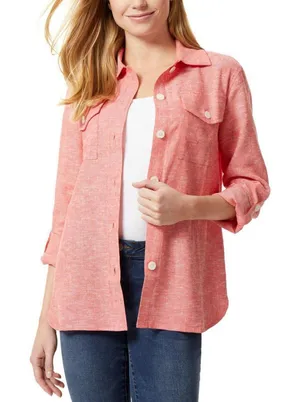 NWT Jones New York Up Jacket with Rolled Tab 10835460 S Scarlet Apple Red thumbnail 1